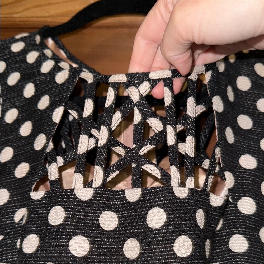 Maeve Black and White Flutter Sleeve A-Line Dress - Picture 3 of 6